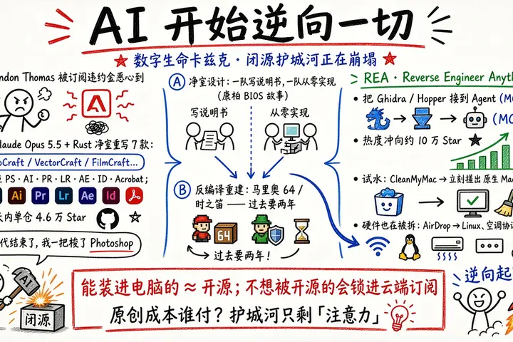 AI 开始逆向一切：闭源软件护城河正在崩塌（数字生命卡兹克）