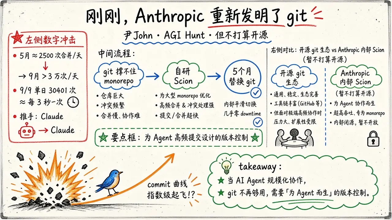 刚刚，Anthropic 重新发明了 git（尹John / AGI Hunt）