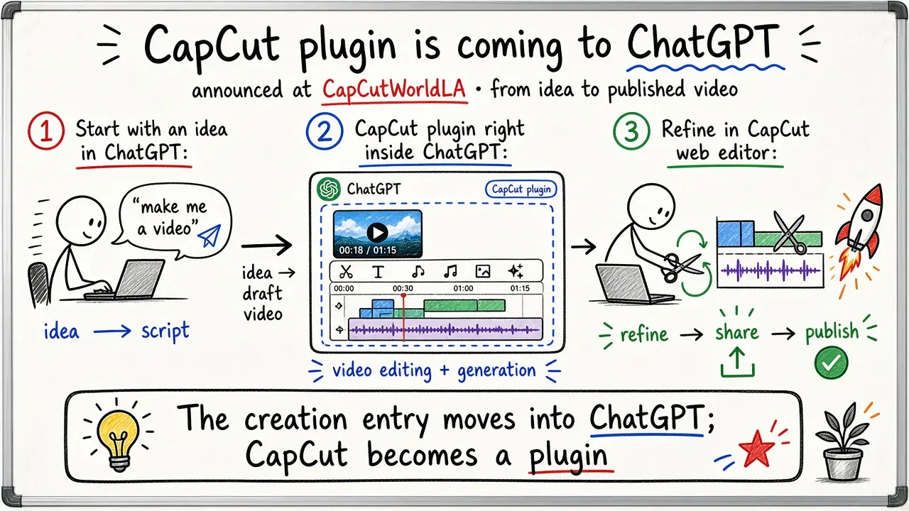 CapCut 插件即将登陆 ChatGPT（@capcutapp）