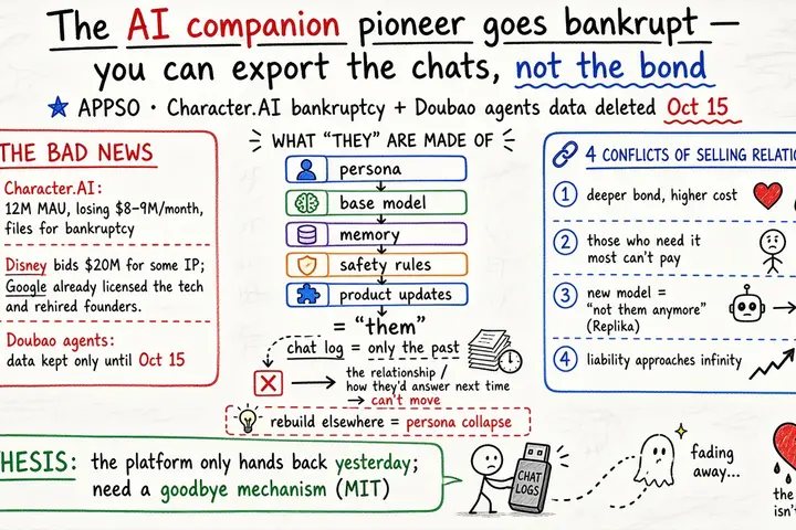 AI 陪伴鼻祖破产，你能导出聊天记录，却带不走 TA（APPSO）