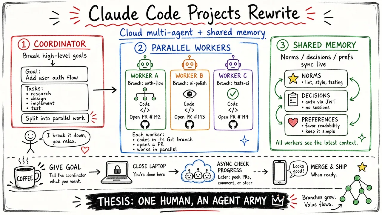 Claude Code Projects Redesign · 30k-Agent Orchestration (QbitAI)