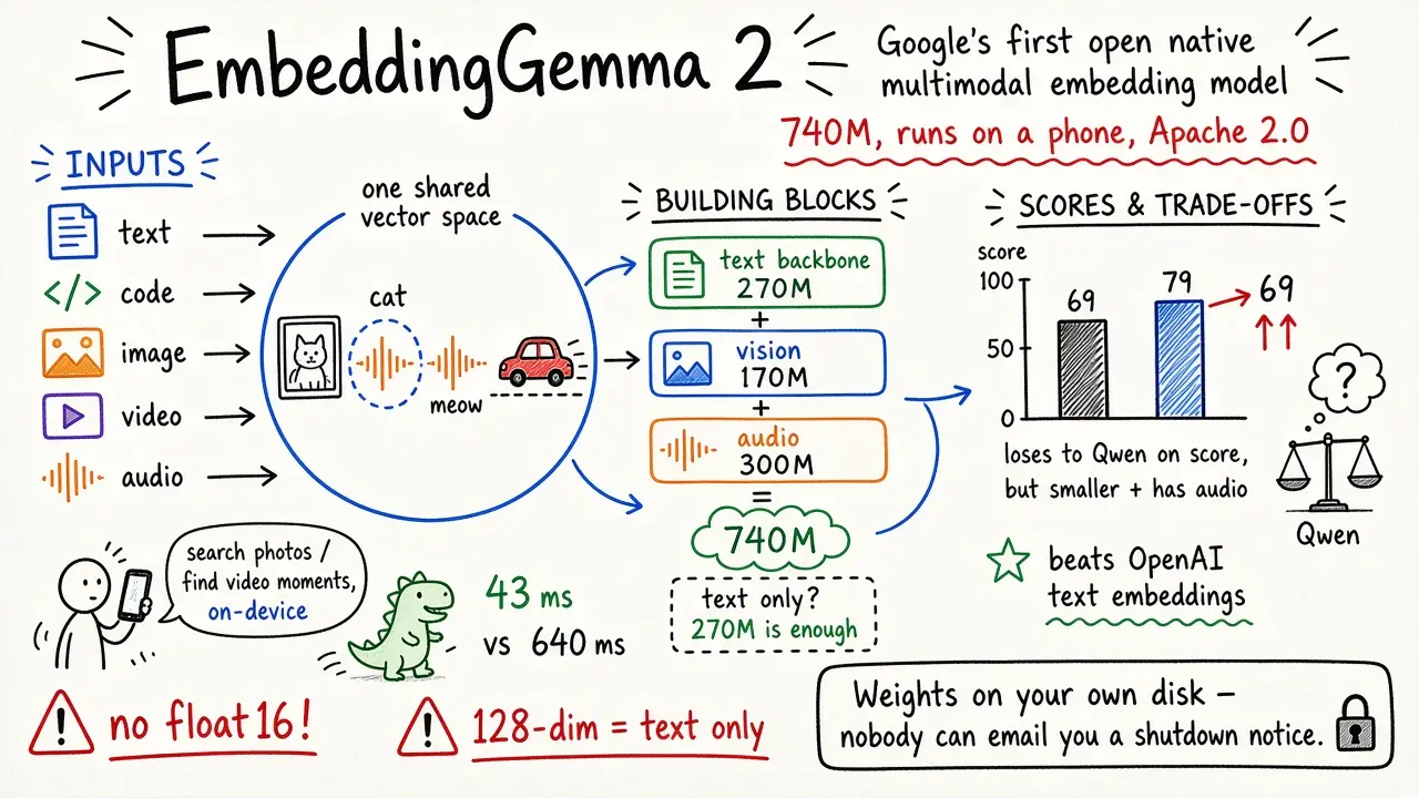 EmbeddingGemma 2 · 谷歌首个开源原生多模态 Embedding 模型