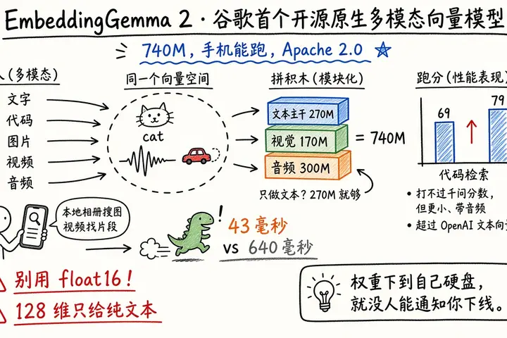 EmbeddingGemma 2 · 谷歌首个开源原生多模态 Embedding 模型