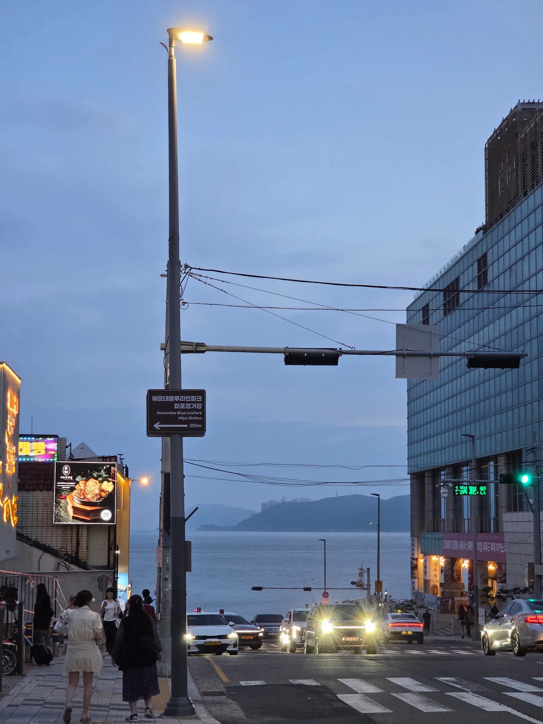 June 30, Busan. Follow the street downhill and you reach the sea.
