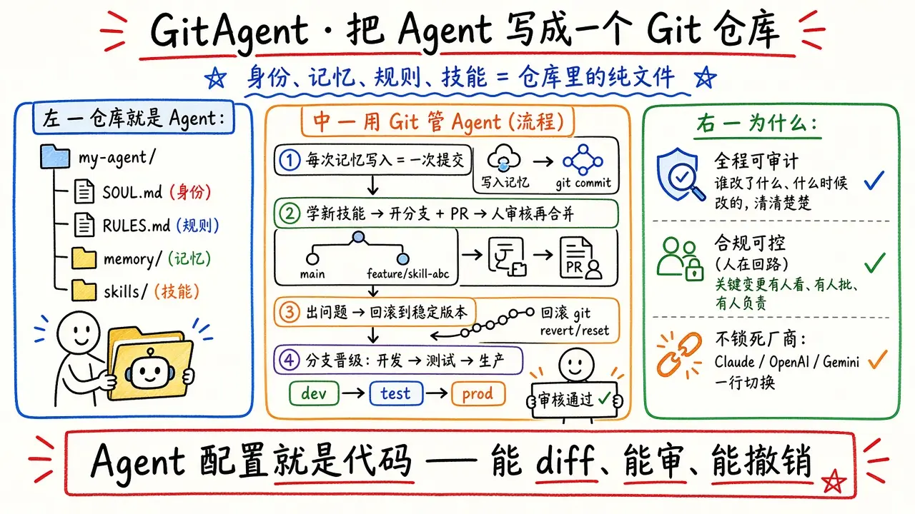 GitAgent · 把 AI Agent 写成一个 Git 仓库