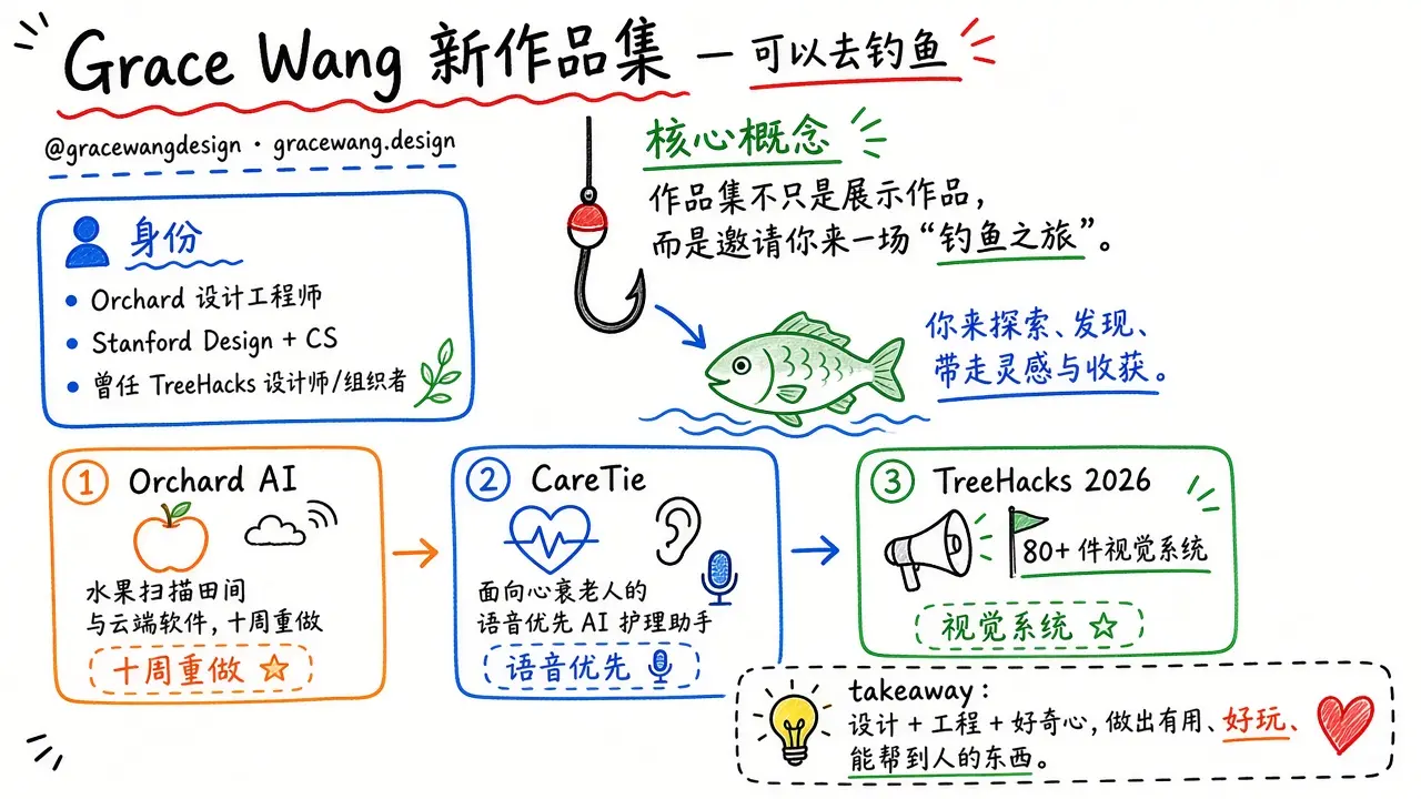 @gracewangdesign · 新作品集：可以去钓鱼