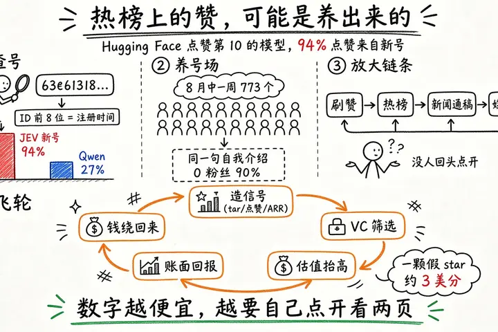 离谱：Hugging Face 史上点赞第 10 的模型，94% 来自新注册账号