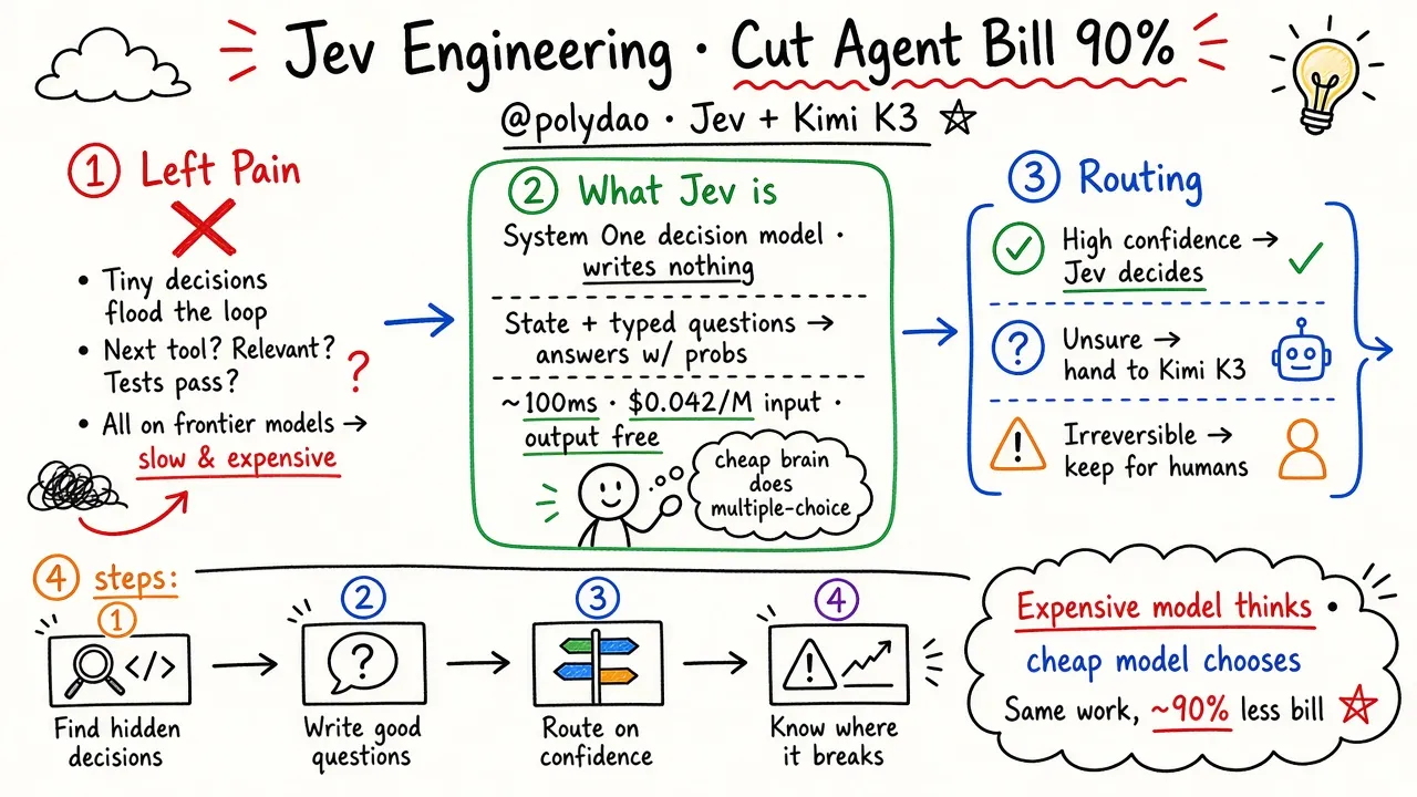 Cut Agent Bill 90% with Jev Engineering + Kimi K3 (@polydao)