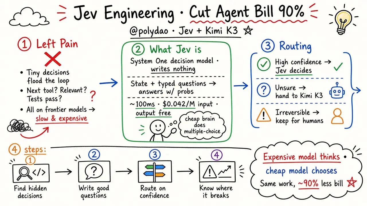 Cut Agent Bill 90% with Jev Engineering + Kimi K3 (@polydao)