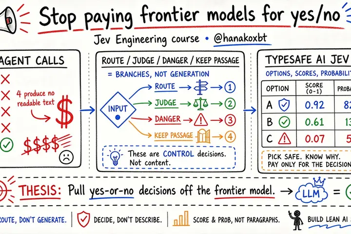 Jev Engineering: Stop Paying Frontier Models for Yes-or-No Calls (@hanakoxbt)