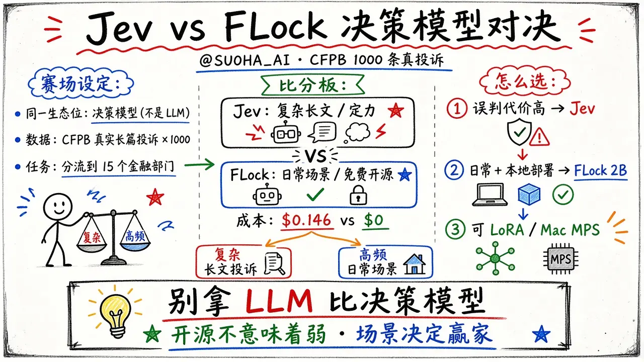 Jev vs FLock：开源决策模型实测（@SUOHA_AI）
