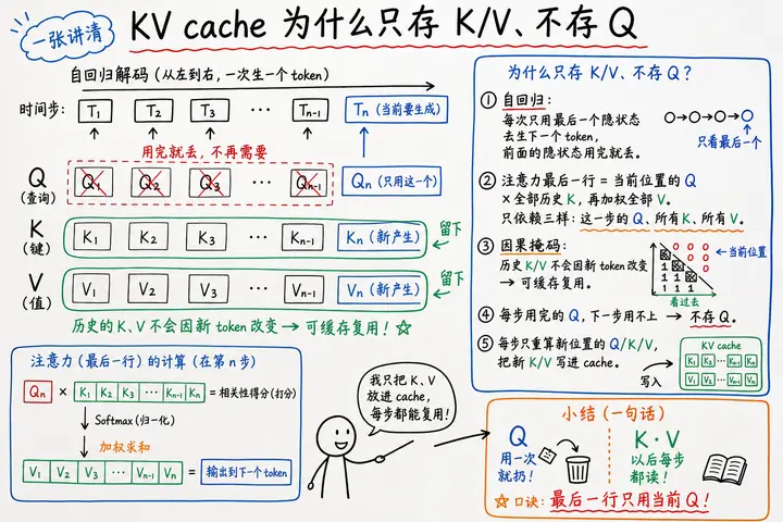 @Zen_with_AI · KV cache 为什么只存 K/V 不存 Q