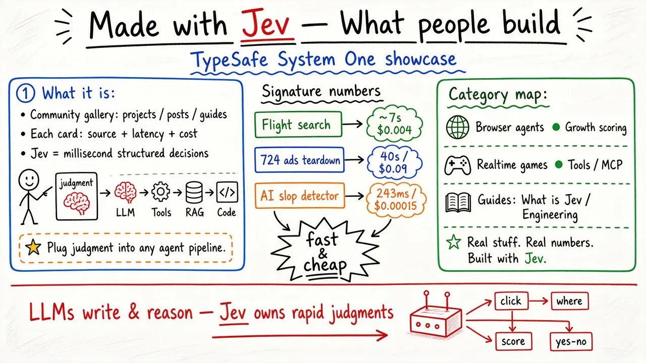 Made with Jev · What people are building with Jev