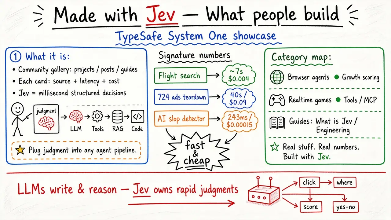 Made with Jev · What people are building with Jev