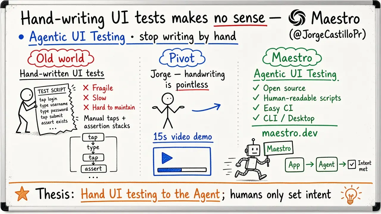 Hand-writing UI tests makes no sense anymore — Maestro (@JorgeCastilloPr)