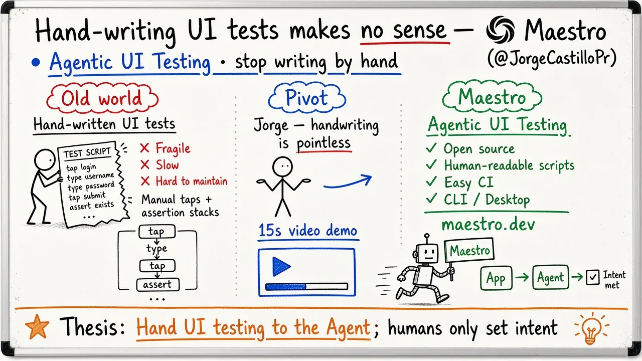 Hand-writing UI tests makes no sense anymore — Maestro (@JorgeCastilloPr)