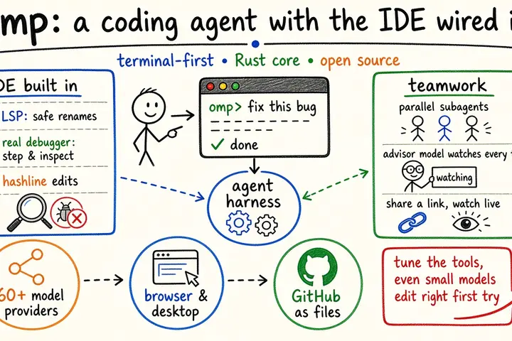 omp：把 IDE 接进来的编码智能体（Rust 内核 Agent Harness）