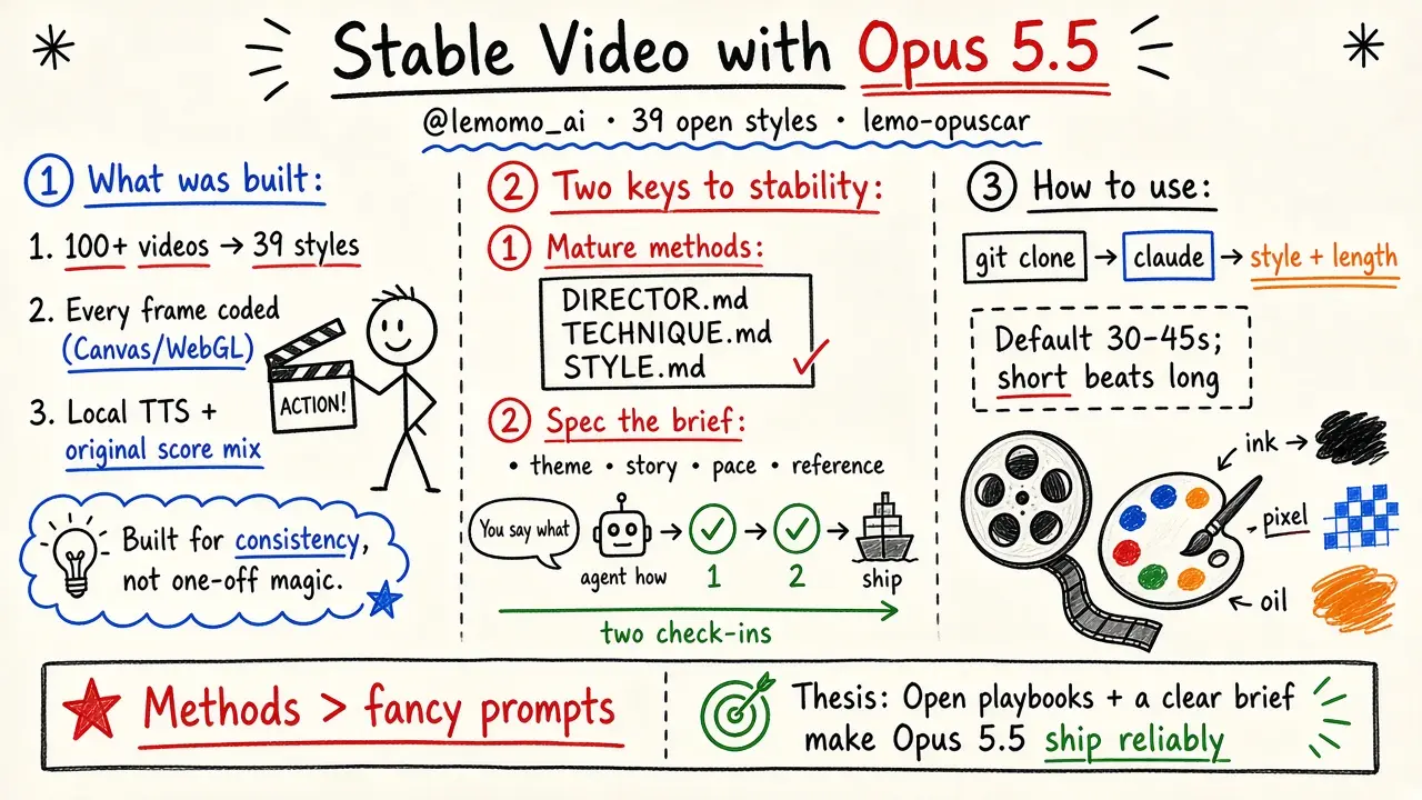 After Open-Sourcing 39 Style Videos: Stable Opus 5.5 Production (@lemomo_ai)