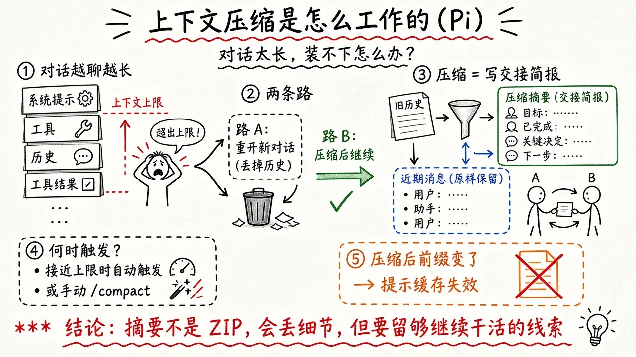 Pi 如何做上下文压缩：从零理解 Compaction（@xiaomovps 译）
