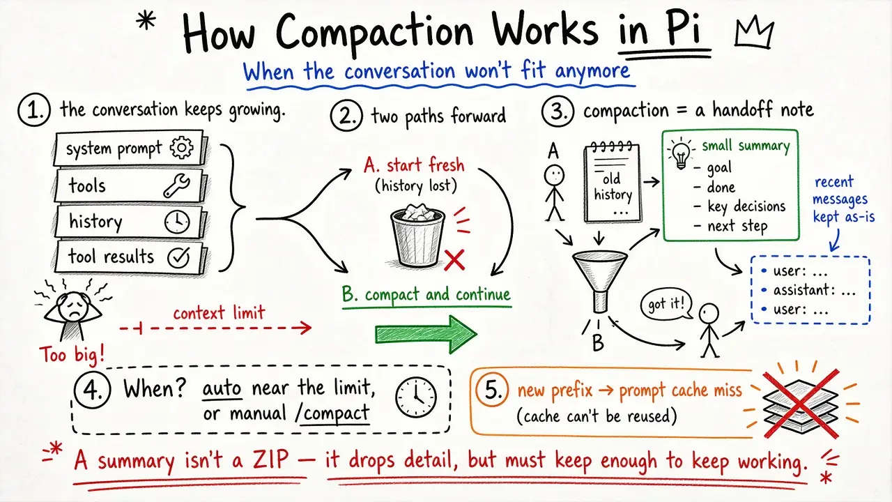 Pi 如何做上下文压缩：从零理解 Compaction（@xiaomovps 译）