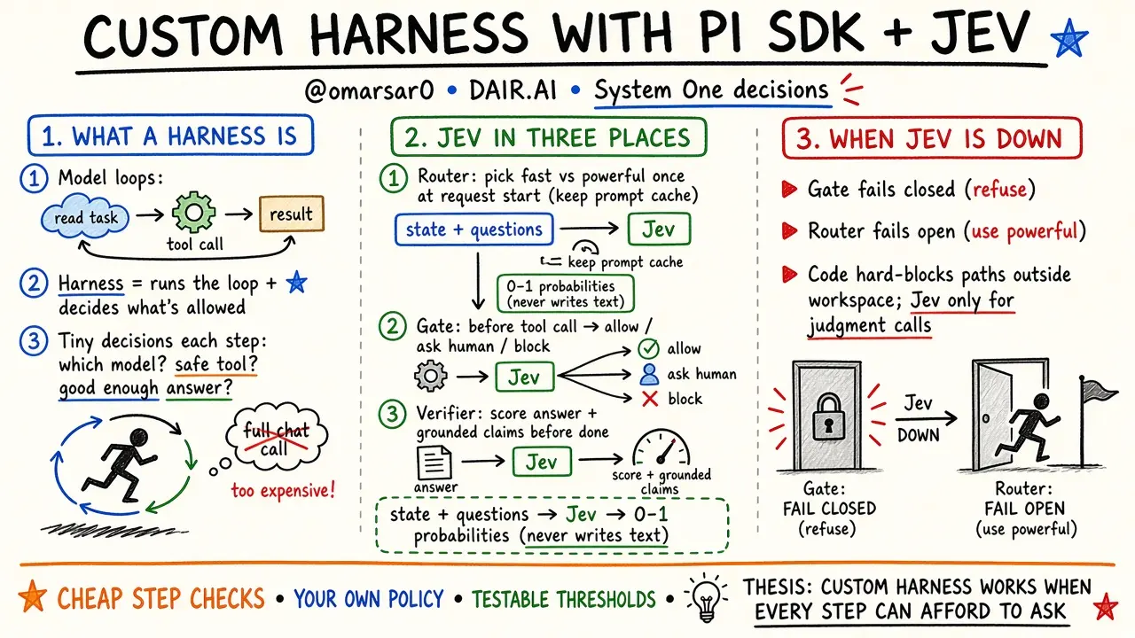 Building a Custom Harness with Pi and Jev (@omarsar0)
