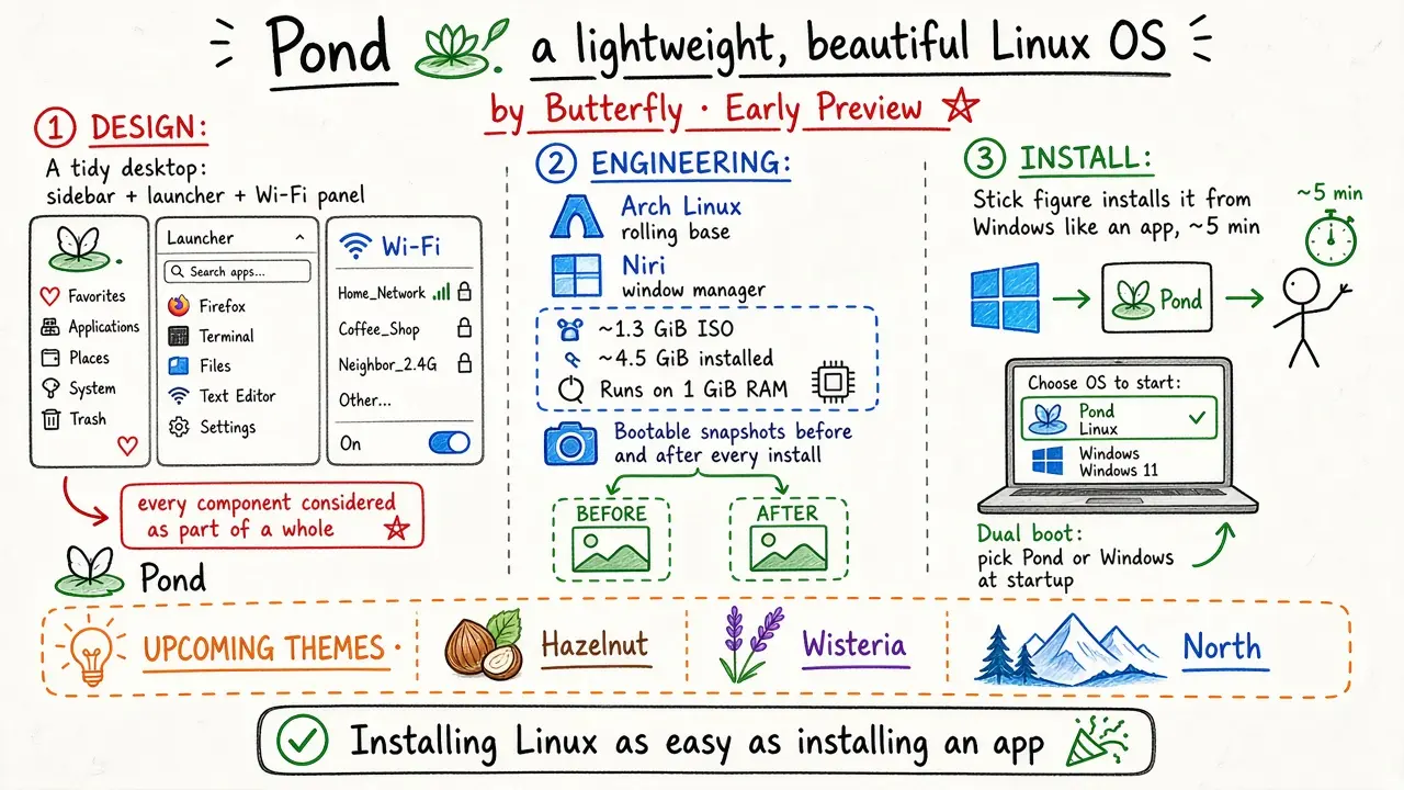 Pond：Butterfly 做的轻量、好看的 Linux 系统（Early Preview）