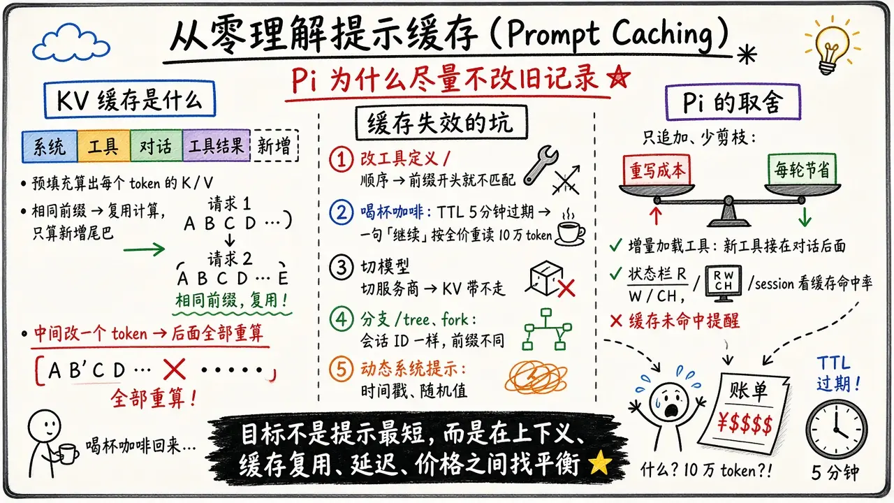 Pi 如何用好提示缓存：从零理解 Prompt Caching（@xiaomovps 译）