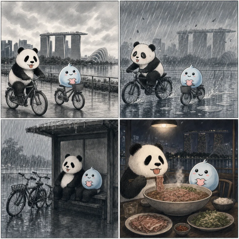 雨里的滨海湾