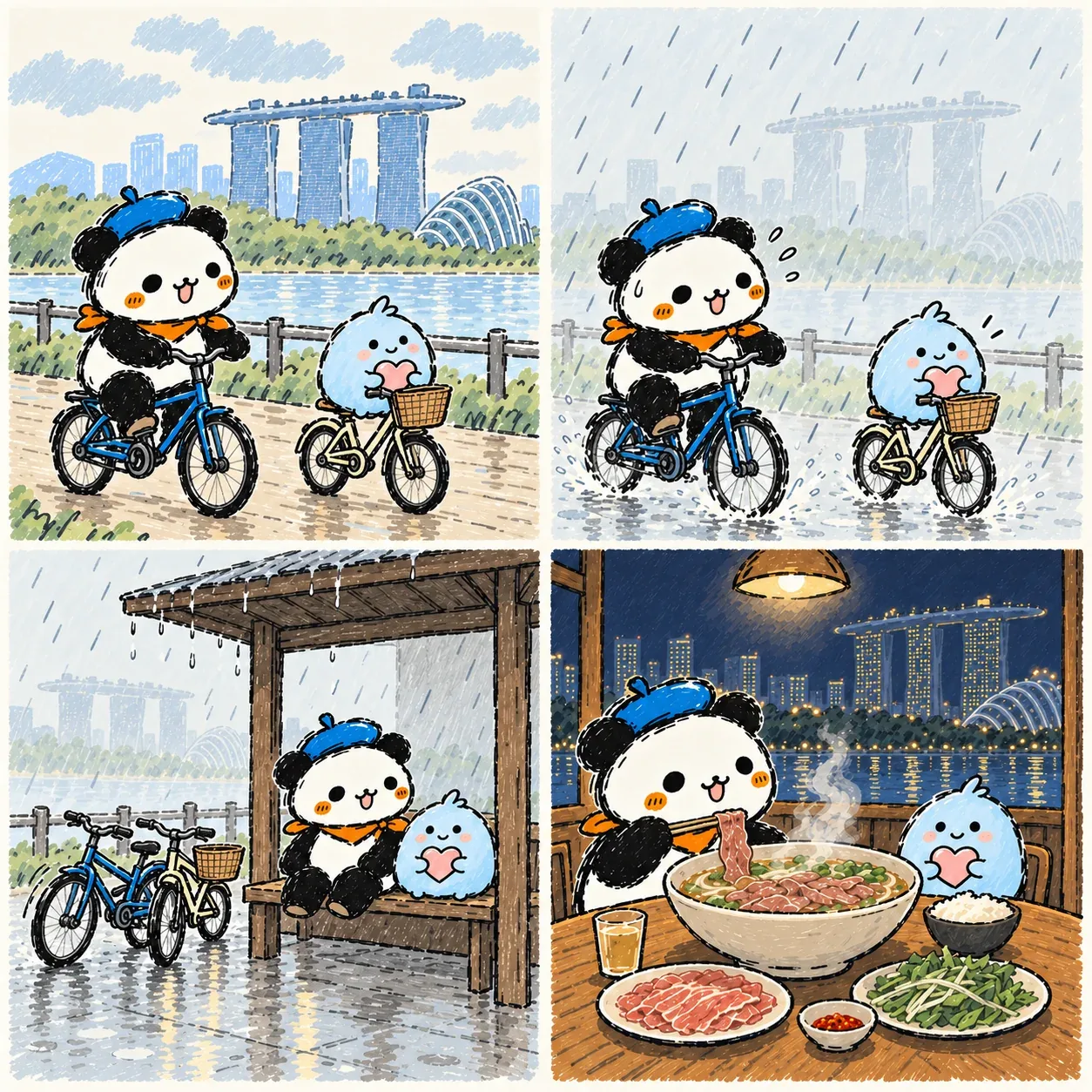 雨里的滨海湾