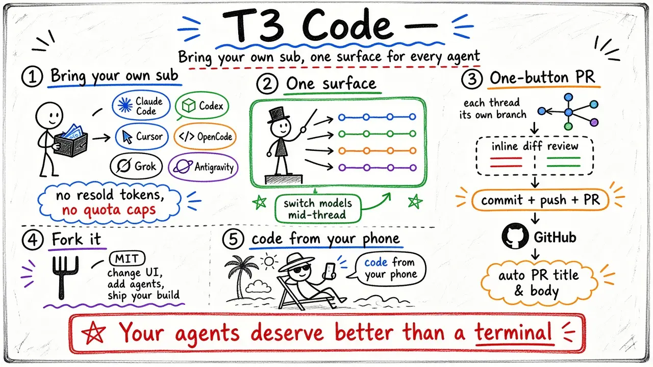 T3 Code · 编程 Agent 的开源控制台
