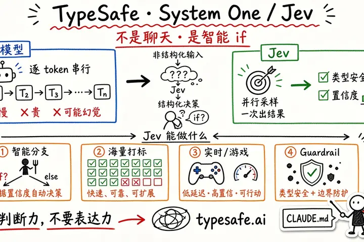 TypeSafe AI · System One 模型 Jev：类型安全结构化决策（非文本生成）
