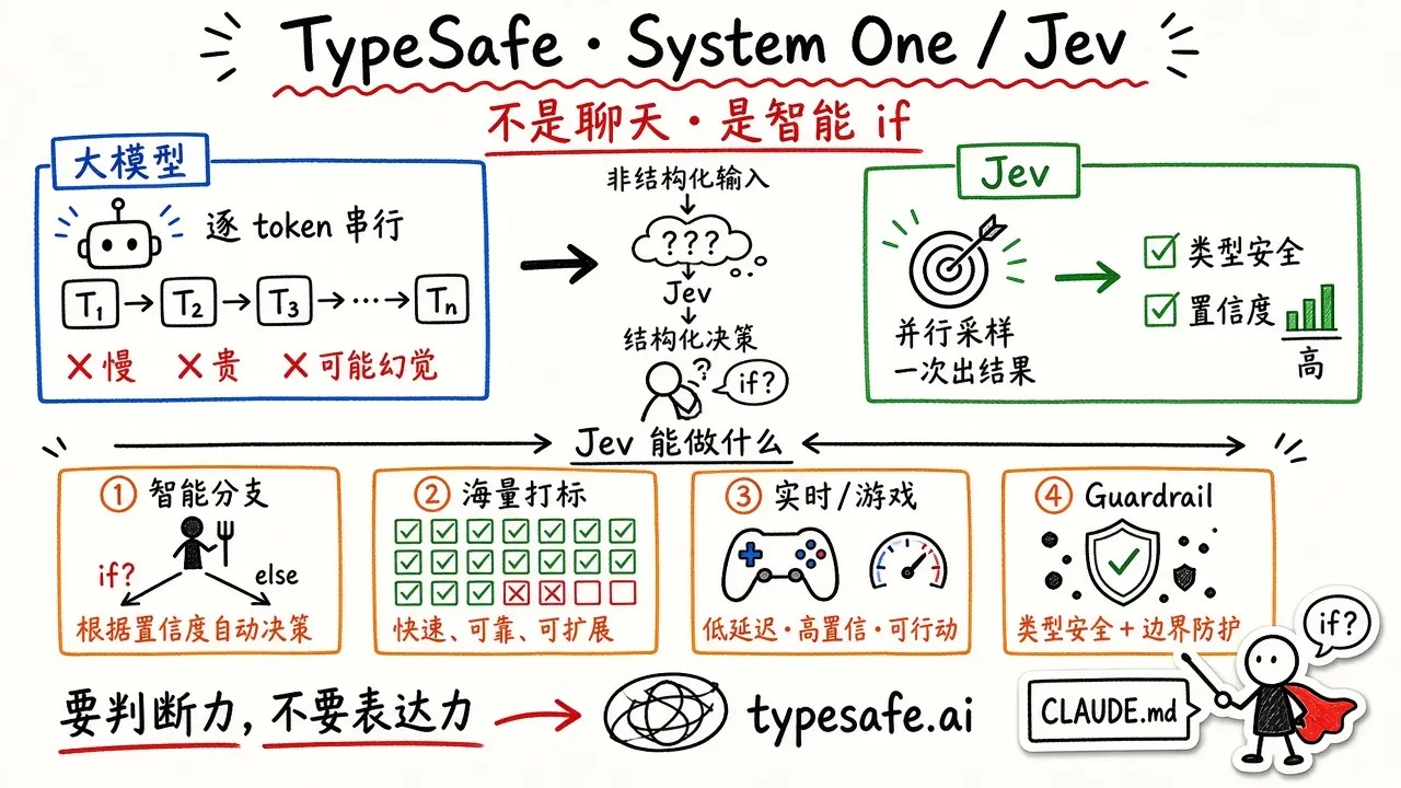 TypeSafe AI · System One 模型 Jev：类型安全结构化决策（非文本生成）
