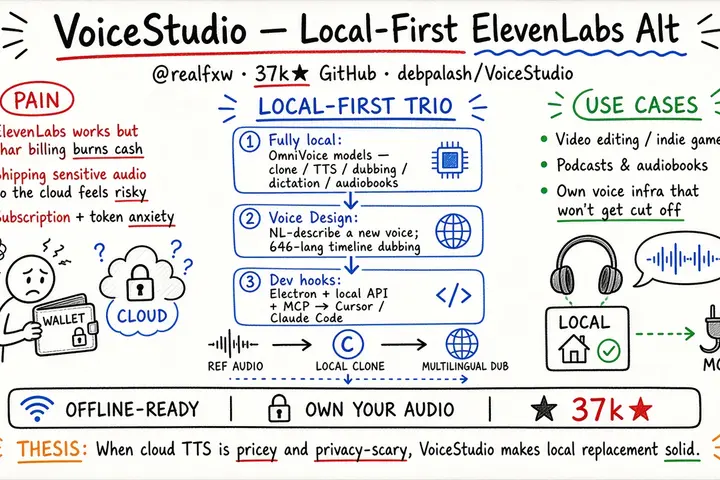VoiceStudio: 37k★ Local-First ElevenLabs Alternative (@realfxw)