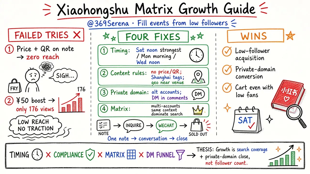 Xiaohongshu Matrix Growth Guide: Fill Events & Courses from Low Followers (@369Serena)