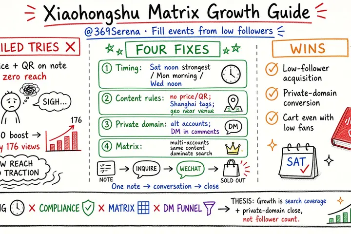 Xiaohongshu Matrix Growth Guide: Fill Events & Courses from Low Followers (@369Serena)