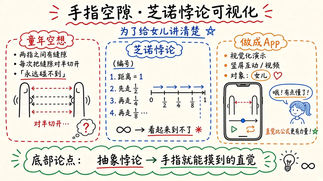用手指空隙可视化芝诺悖论（@kakouton2bro）