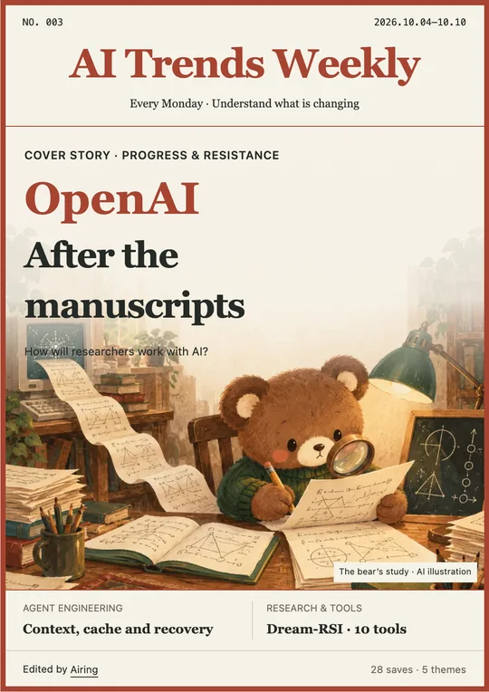 Issue 003 cover: OpenAI’s mathematics: progress and resistance